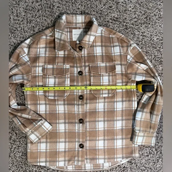 Avec Les Filles Tan Plaid Shirt - Picture 5 of 6